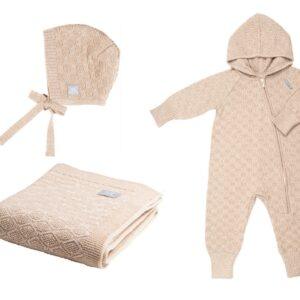HAPPINESS Gift Set For Baby - Blanket, Romper and Bonnet