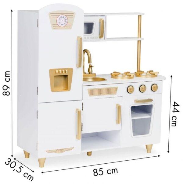 Große weiße und goldene Holzspielküche für Kinder – Bild 6