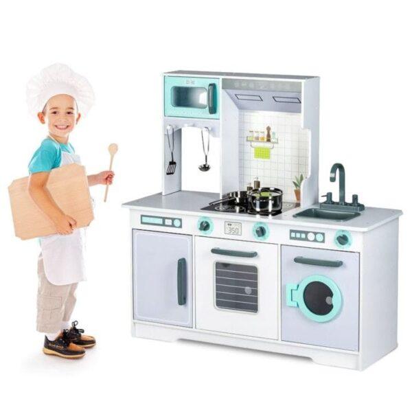 Large Wooden Play Kitchen with Accessories - Image 8