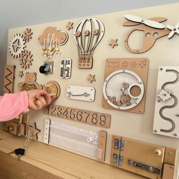 Montessori busy board with doors and locks (40×60 cm) - Image 3