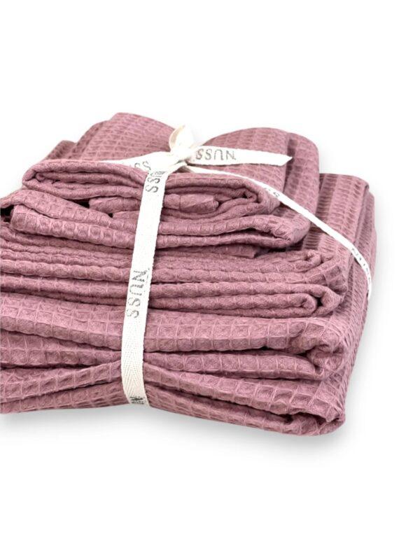Organic Waffle Cotton Towel - Old Pink - Image 2