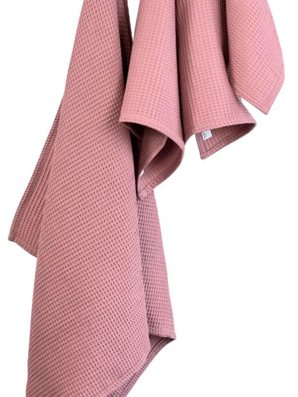 Organic Waffle Cotton Towel - Old Pink - Image 3