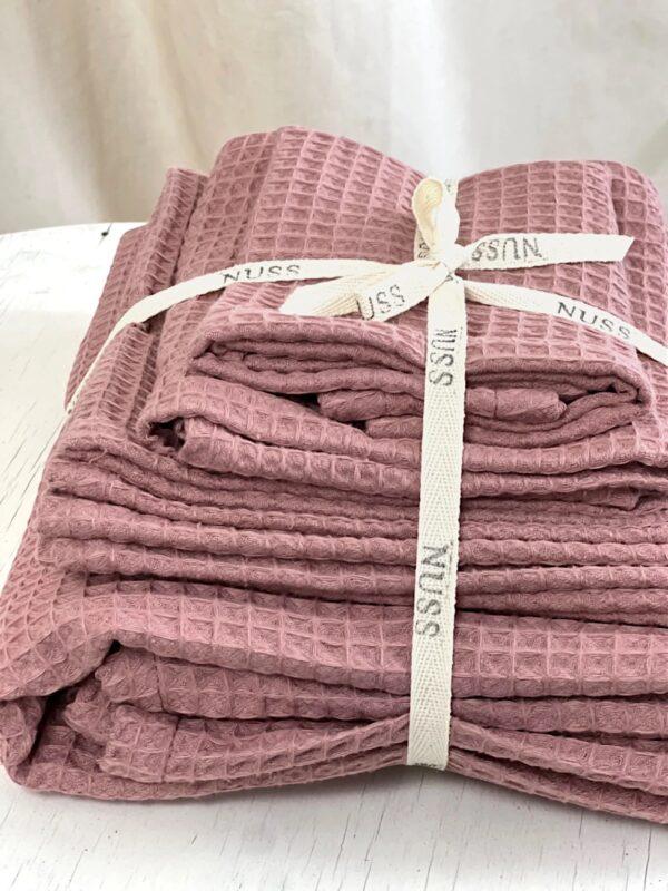 Organic Waffle Cotton Towel - Old Pink - Image 4