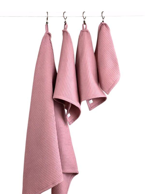 Organic Waffle Cotton Towel - Old Pink - Image 5