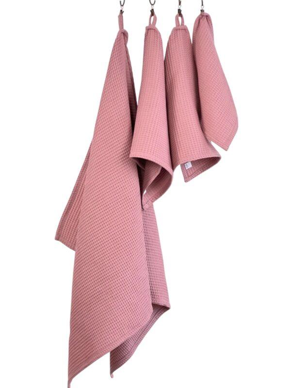 Organic Waffle Cotton Towel - Old Pink - Image 6
