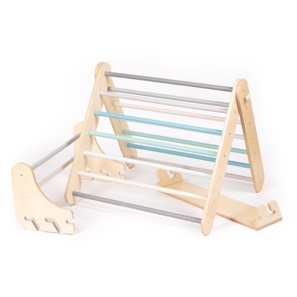 Pikler Triangle Climber with Swedish Wall Add-On (Ages 6m–7y) - Pastel - Image 3