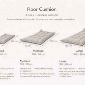 Quilted Kids' Floor Cushion, Blue, 3 Sizes Available
