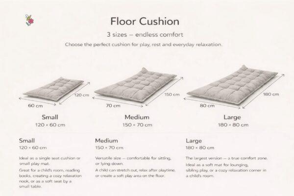 Quilted Kids' Floor Cushion, Blue, 3 Sizes Available
