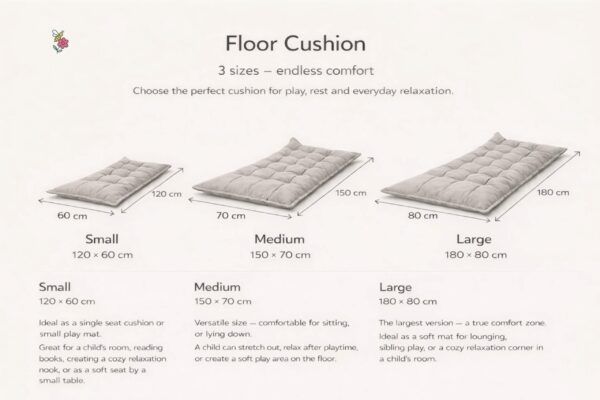 Quilted Kids' Floor Cushion, Green, 3 Sizes Available - Image 3