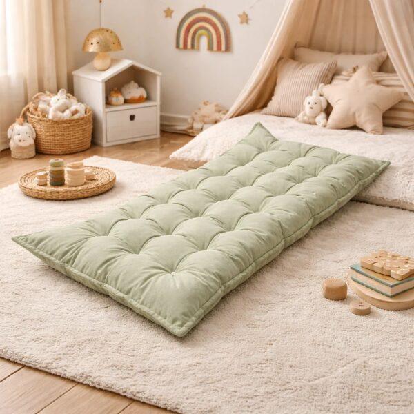 Quilted Kids' Floor Cushion, Green, 3 Sizes Available - Image 2