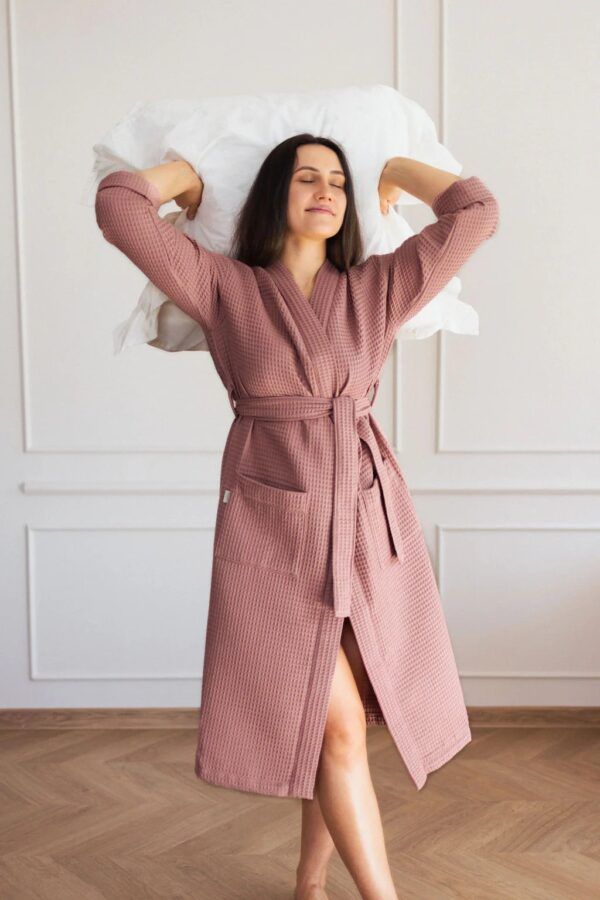Short Waffle Fabric Robe for Women - Image 7