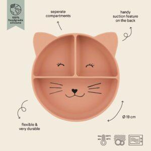 Silikon-Saugteller mit Unterteilung für Kinder - Mrs. Cat