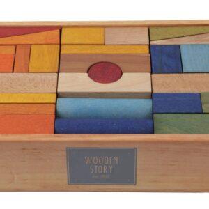 Wooden Blocks in a Box – Colorful, 63 pieces