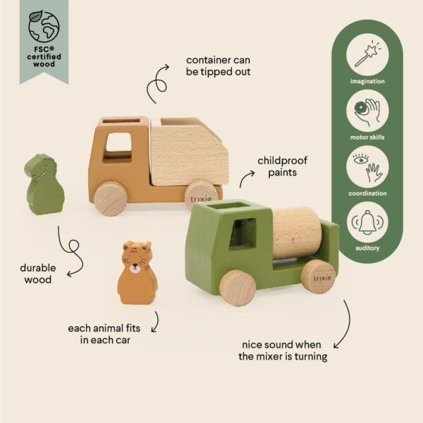 Wooden Construction Cars with Animals - Image 4