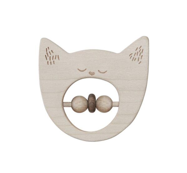 Wooden Rattle - Cat