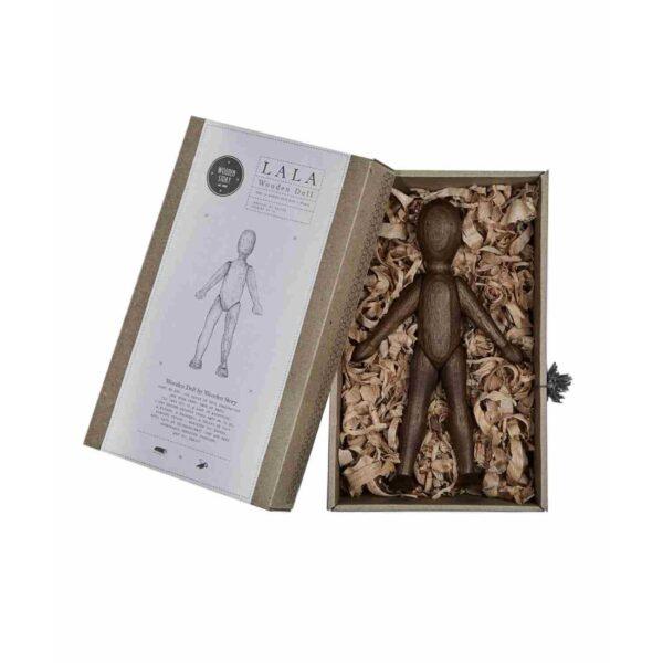Nussbaumholz-Puppe mit Hose – Bild 2