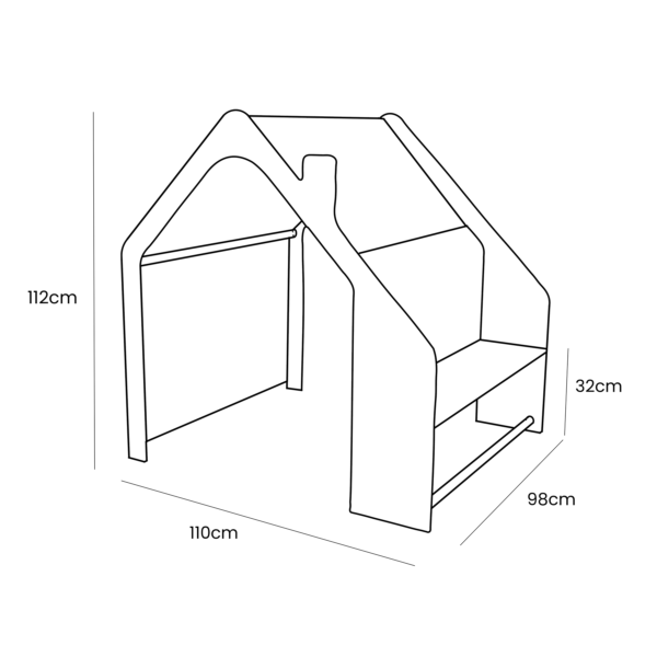 MeowBaby® White Wooden House for Kids - Pink Roof - Image 6