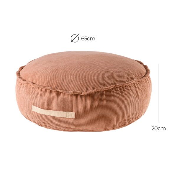 MeowBaby® Corduroy Pouf Round – Designer Seating for Children - Brick - Image 2