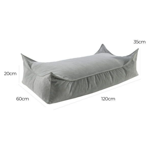 MeowBaby® Pouffe For Children, Rectangular, Corduroy - Grey - Image 2