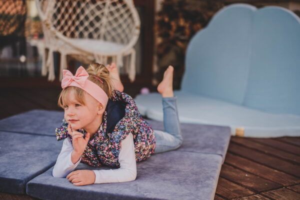Play Mat for Kids - Square Blue-Grey Velvet - Image 5