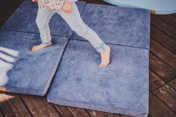 Play Mat for Kids - Square Blue-Grey Velvet - Image 6