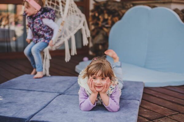 Play Mat for Kids - Square Blue-Grey Velvet - Image 7