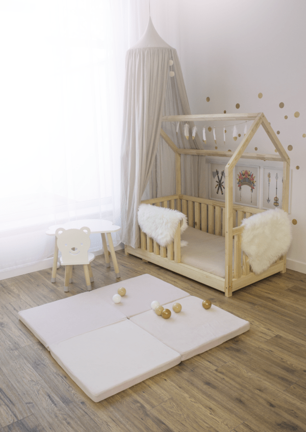 Play Mat for Kids - Square Light Pink Velvet - Image 4