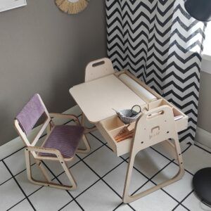 Adjustable Children Montessori Table and Chair Set Julle - Cannon Pink