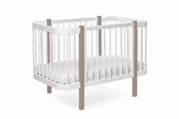 Baby Crib ELIN with Mattress - Cappuccino/White - Image 2