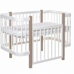 Baby Crib ELIN with Mattress - Cappuccino/White