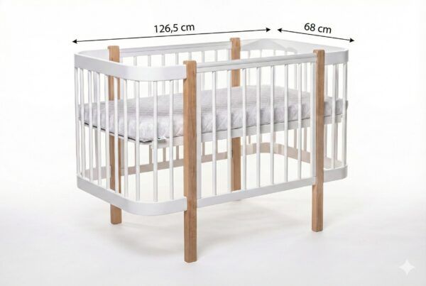 Baby Crib ELIN with Mattress - Natural/White - Image 3