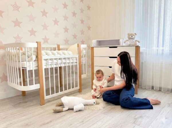 Baby Crib ELIN - Natural/White - Image 7