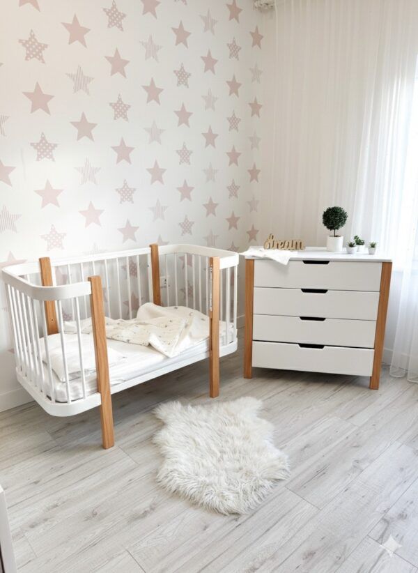 Baby Crib ELIN with Mattress - Natural/White - Image 8