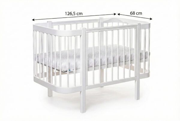 Baby Crib ELIN with Mattress - White - Image 4