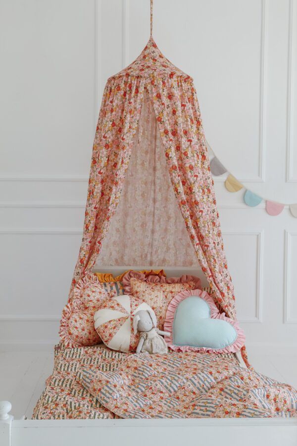 Gestepptes Baumwoll-Patchwork-Decken- + Kissenset groß – Sommergarten – Bild 5