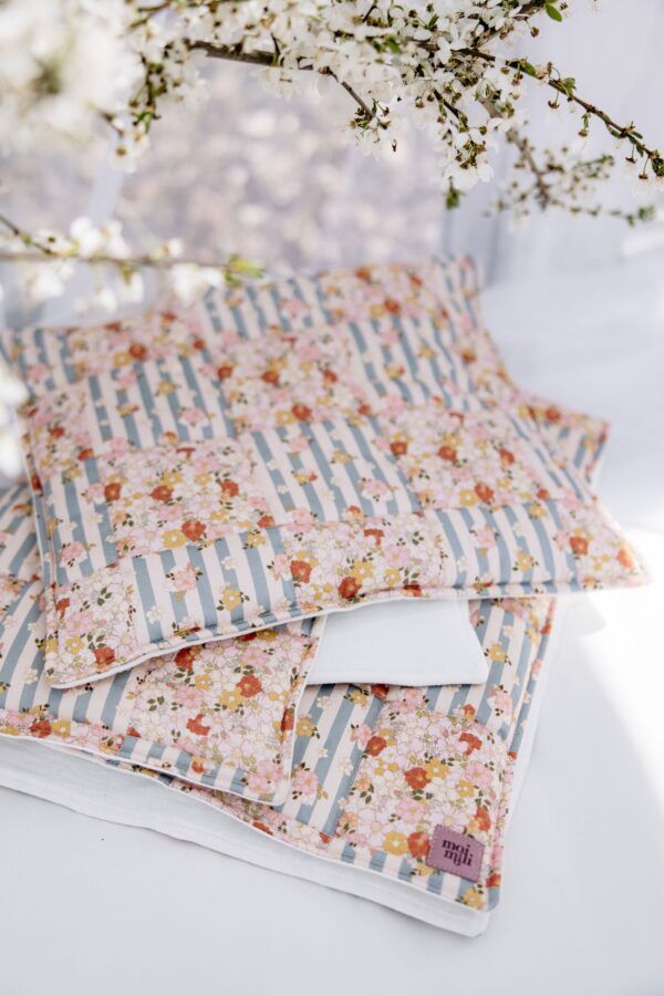 Gestepptes Baumwoll-Patchwork-Decken- + Kissenset groß – Sommergarten – Bild 6