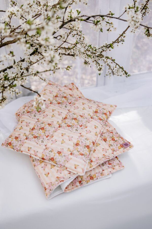 Cotton Quilted Patchwork Blanket + Pillow Set Small - Spring Garden - Image 2
