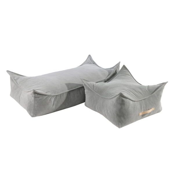 MeowBaby® Pouffe For Children, Rectangular, Corduroy - Grey - Image 3