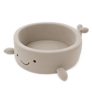 Foam Baby Ball Pit Without Balls - Whale Oat Biscuit Beige Boucle