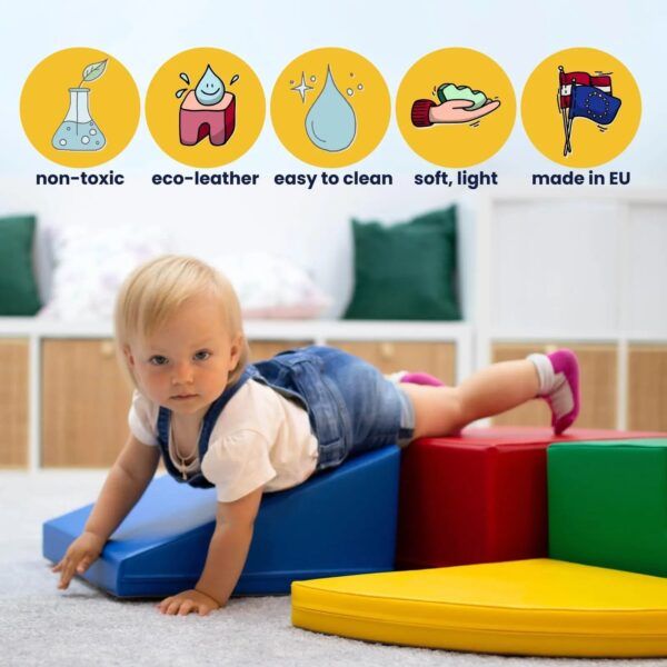 Soft Play 5 Foam Block Set - Pastel Pink Corner Climber - Image 2