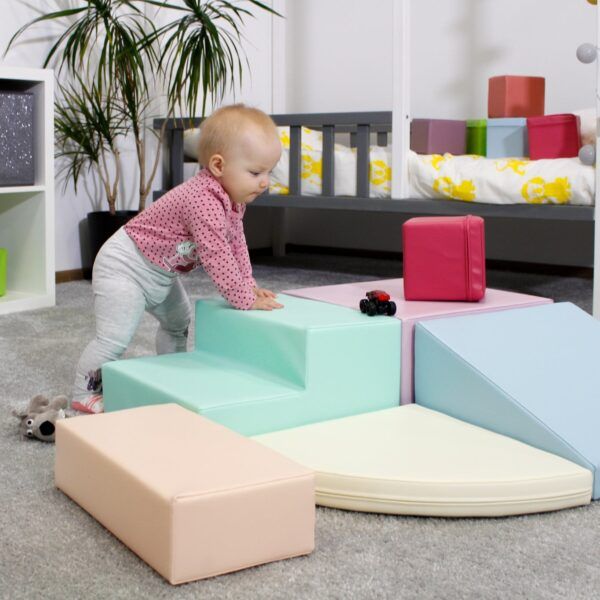 Soft Play 5 Foam Block Set - Light Pastel Corner Climber - Image 9