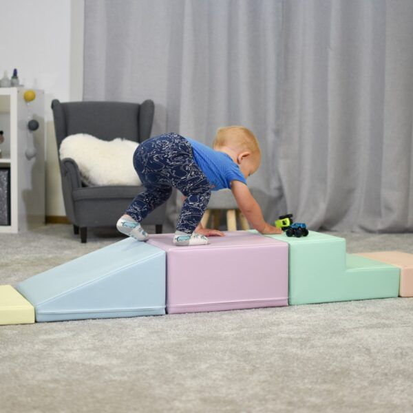 Soft Play 5 Foam Block Set - Light Pastel Corner Climber - Image 17