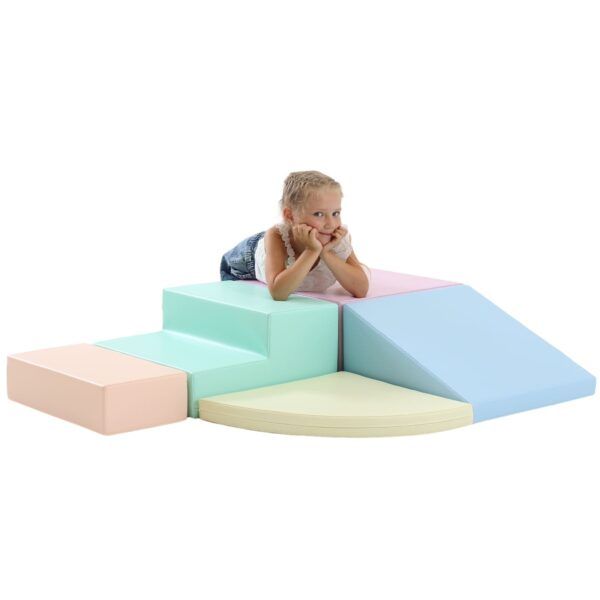 Soft Play 5 Foam Block Set - Light Pastel Corner Climber - Image 24