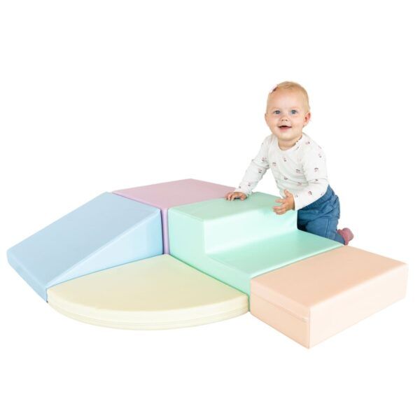 Soft Play 5 Foam Block Set - Light Pastel Corner Climber - Image 23