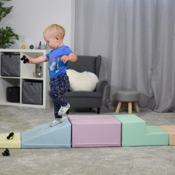 Soft Play 5 Foam Block Set - Light Pastel Corner Climber - Image 22