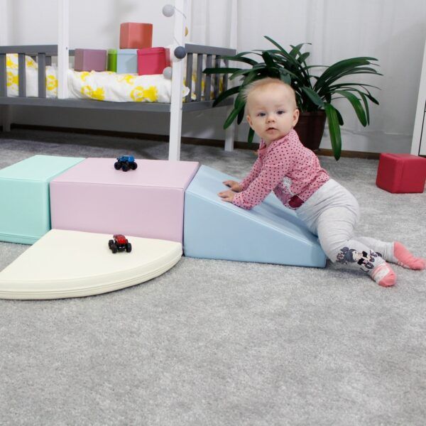 Soft Play 5 Foam Block Set - Light Pastel Corner Climber - Image 15