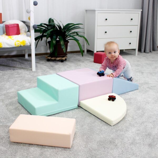 Soft Play 5 Foam Block Set - Light Pastel Corner Climber - Image 13