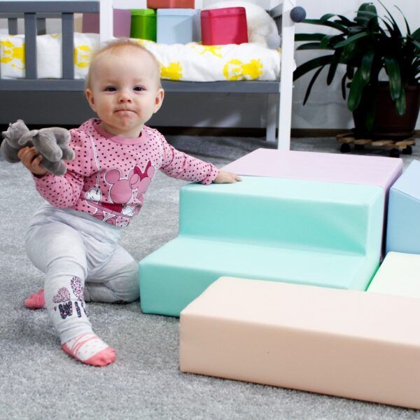 Soft Play 5 Foam Block Set - Light Pastel Corner Climber - Image 18