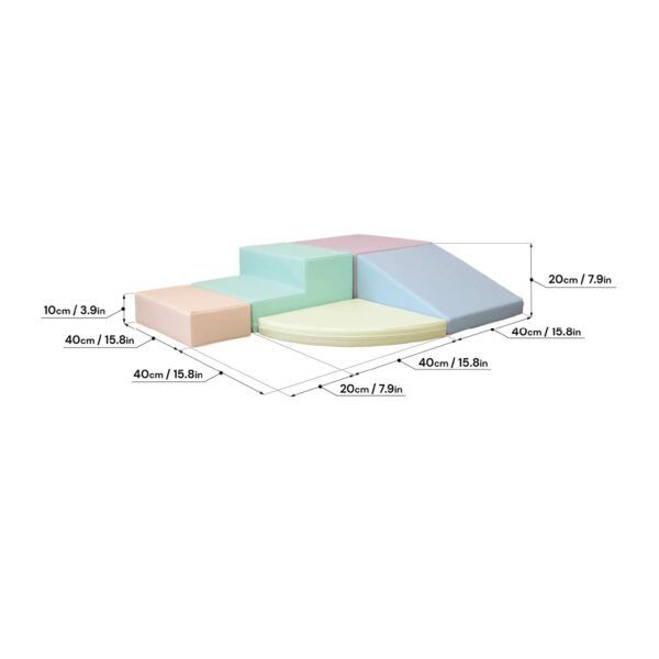 Soft Play 5 Foam Block Set - Light Pastel Corner Climber - Image 3