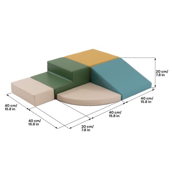 Soft Play 5 Foam Block Set - Pastel Turquoise Corner Climber - Image 5